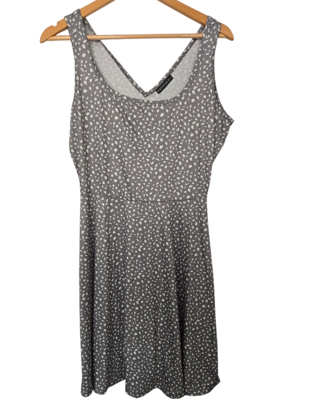 Fensace Gray Speckled Print Sleeveless Fit & Flare Dress Size M